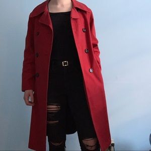 Red Vintage London Fog Maincoats Designer Coat
